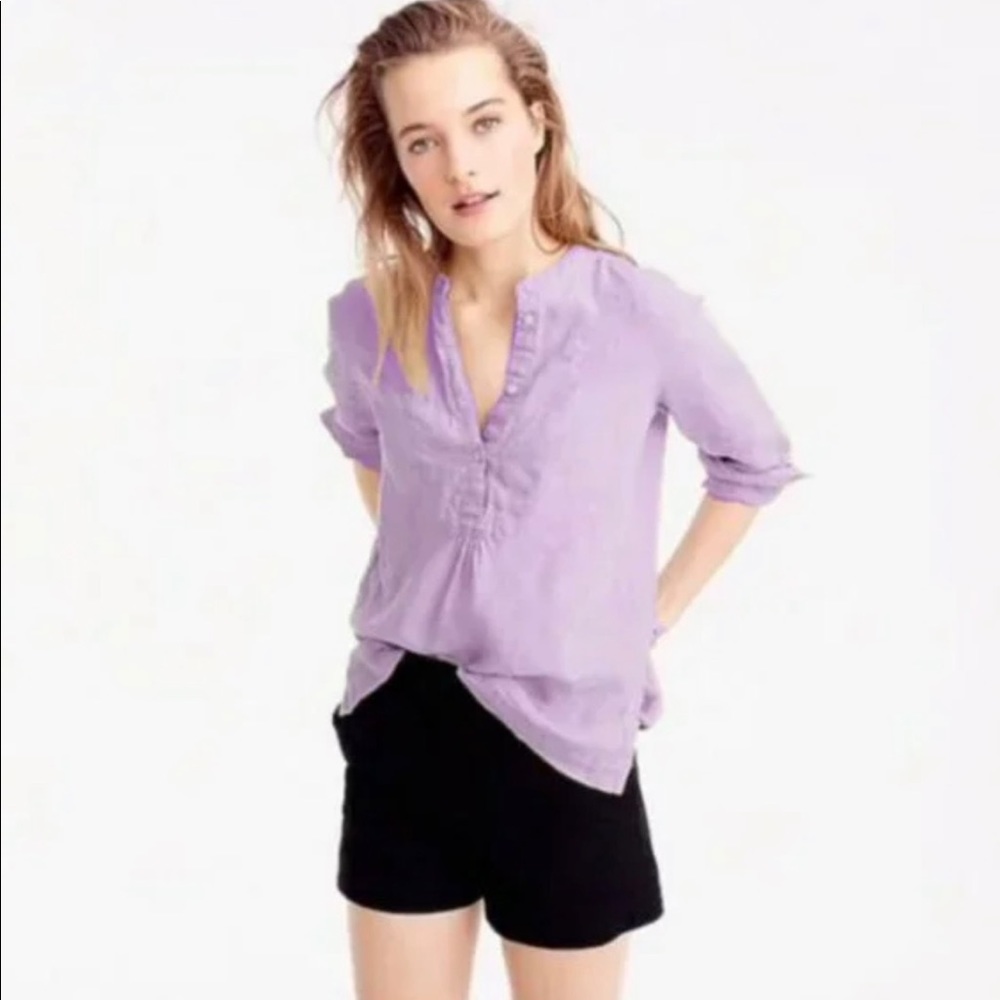 ✨ J. Crew Popover Shirt In Irish Baird McNutt Linen Pink Orchid ✨